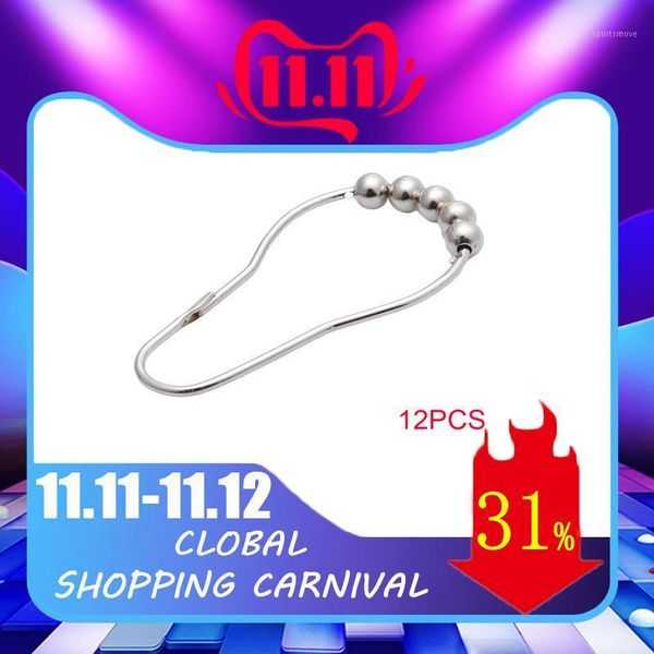 

shower curtains 12pcs practical stainless steel curtain hooks bath rollerball glide rings convenient home bathroom accessories1