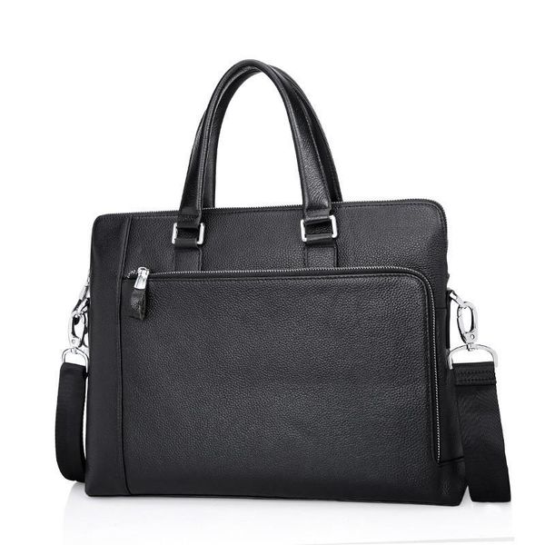 

100% guarantee natural genuine leather briefcase first layer cow leather zipper men handbag fashion businesss men briefcases