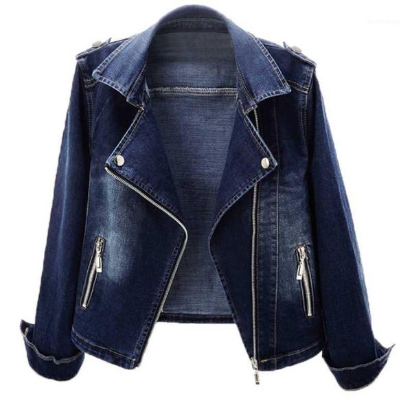

plus size 3xldenim jackets women autumn long sleeve jeans coat casual slim motorcycle zipper jeans coat1, Black;brown