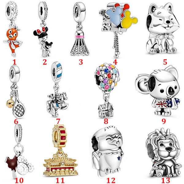 Desenhador jóias 925 pulseira de prata encanto bead apto pandora amor balão de ar quente bonito moda corda pingente pulseiras grânulos estilo europeu encantos frisado Murano