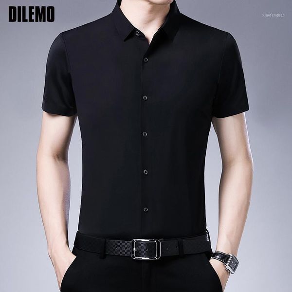 

grade 2021 new summer designer brand mens shirts regular fit short sleeve solid color casual fashion korean clothing1, White;black