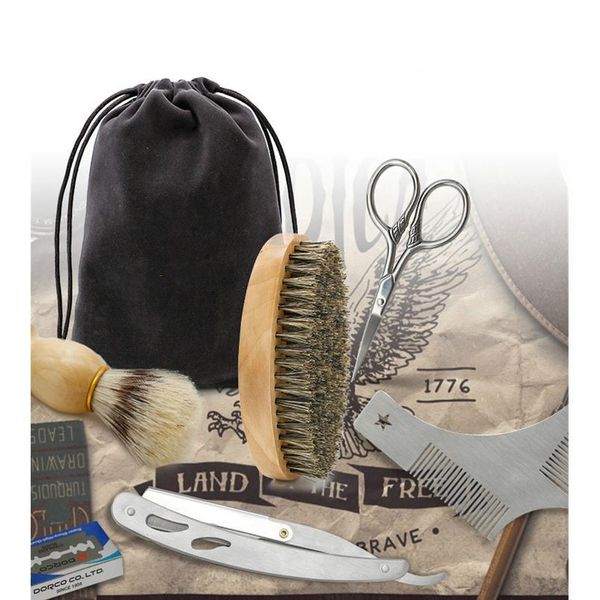 

cestomen men beard tools kit luxury gift set with beard brush shaving razor shear and beard comb mustache c wmtipu, Silver