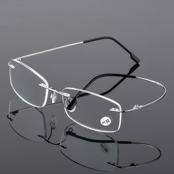 

newmay цветок памяти titanium rimless мода reading glasses ultralight площади дальнозоркостью очки для menwomen + 1 + 1,25 + 1,75 + 2,252021
