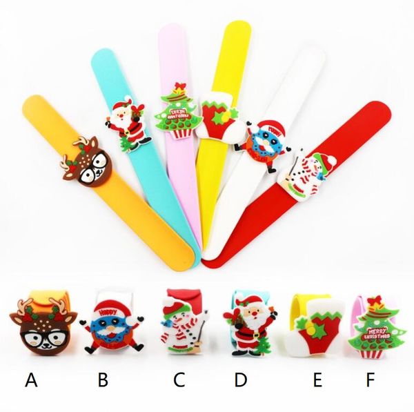 

fashion cute christmas styles silicone slap snap wrap bracelet wristband jewelry kids flexible gift ing, Silver