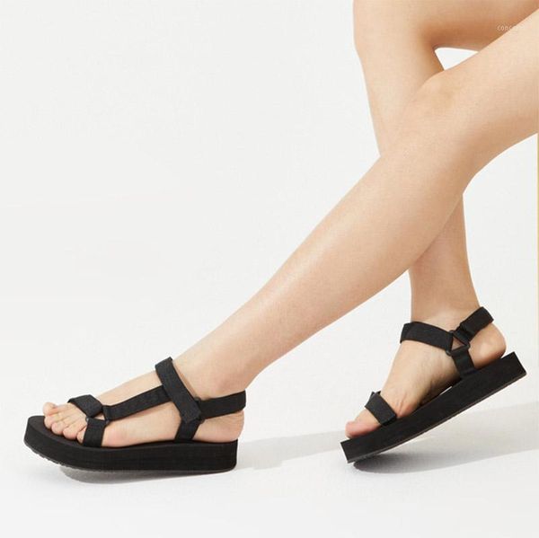 

plus size 35-43 women beach shoes woman sandals platform shoes sandalias mujer 2020 summer black casual flat sandal 8093n1