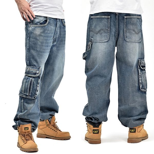 

2021 new narrive male blue brem with side pocket hip hop hip-hop designer pants looser size 30-46 m767