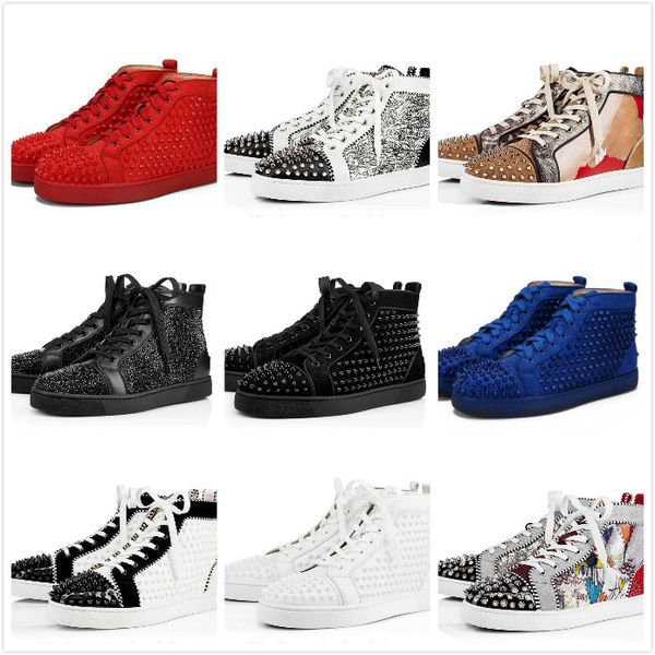 

2020 red bottom sneakers casual shoes mens womens low high designer full spikes roller boat flats skateboard loafers luxury man woman shoe