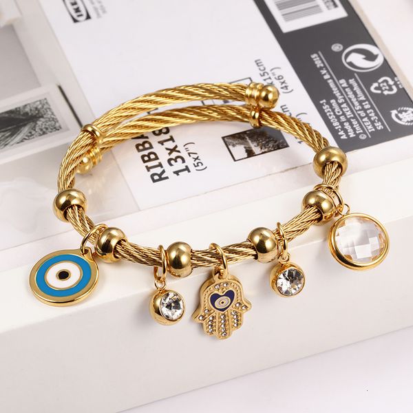 

stainless steel fatima bracelet islamic turkey evil eye jewelry, Slivery;golden