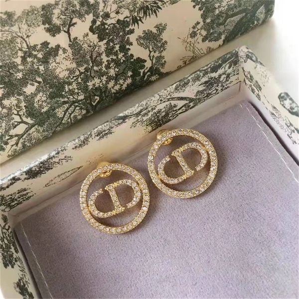 

87% off wholesale shop home high version full diamond round earrings female design sense hollow, Golden