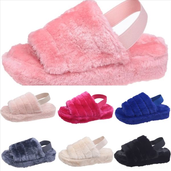 

9vkj cotton korean-style fluffy minion open toe plush slippers slippers designer new plush antlers slippers cute womens fashion bottom, Black