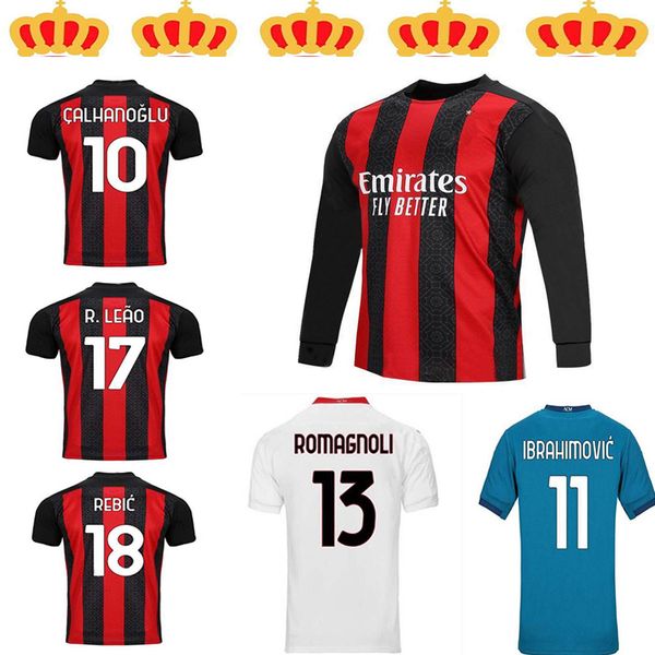 

ac milan 20 21long sleeves soccer jerseys 2020 ibrahimovic piatek football shirt paqueta suso higuain calhanoglu caldara football shir, Black;yellow