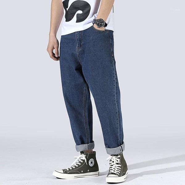 

japanese style fashion men jeans big size 28-42 loose fit vintage designer harem pants dark blue hip hop jeans men pencil pants1