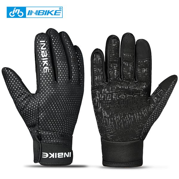 

inbike 2020 new outdoor sports winter warm full finger bikes mtb bike gloves men touch screen glove, Blue;gray