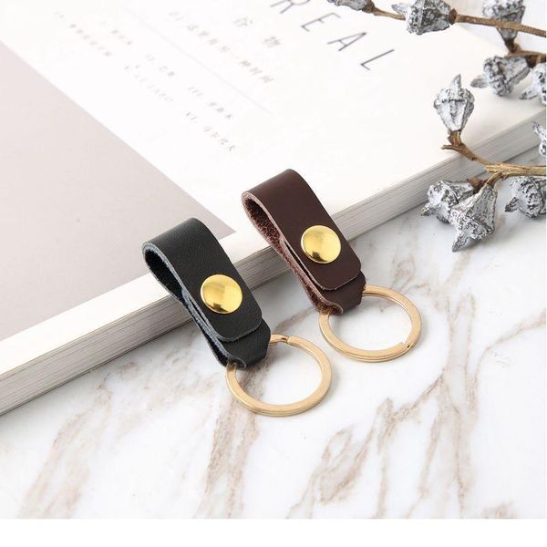 

vintage handmade cowhide leather car keychain waist hanging leather key chain brass cowhide wallet keychains key rope bbyncx