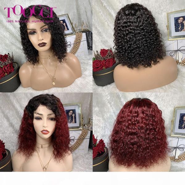 

toocci hair lace human wigs 4x4 lace closure wig water deep curly wigs front human hair for black women remy, Black;brown