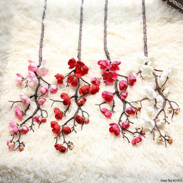 

decorative flowers & wreaths 7pcs/lot plum cherry blossoms silk artificial plastic stem sakura tree branch home table decor wedding decorati