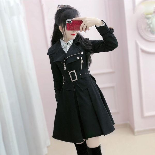 

black british mid-length trench coat women 2020 spring and autumn new coat women's windbreaker fashion wild female clothing1, Tan;black