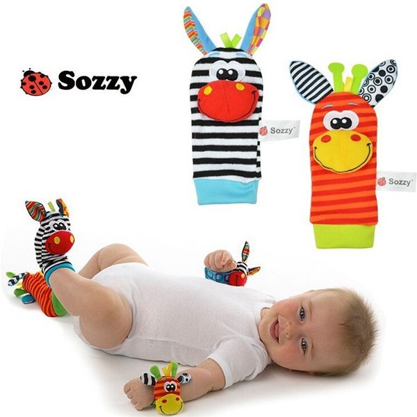 

40pcs/lot baby toys sozzy garden bug wrist rattle and foot socks 4 style (2 waist+2 pcs socks) (10 set) y200111