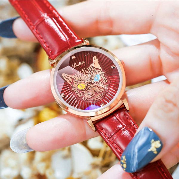 

lion duck eyes shigaodi cat mandarin student ins watch women waterproof fashion women watch 2020 new trend, Slivery;brown