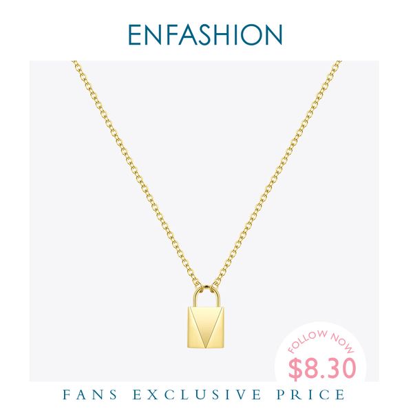 

enfashion cute lock choker necklace women gold color stainless steel geometric femme pendant necklaces fashion jewelry p193038 200928, Silver