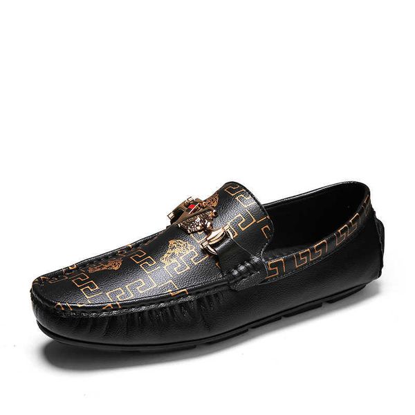 

men's shoes fashion leather pea men's casual summer breathable lazy british versatile, Black