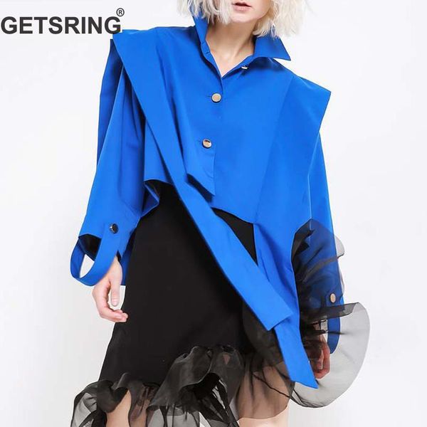 

getsring women coat profile loose short jacket women long sleeve irregular outerwear womens retro ribbon coats autumn 2020 new, Black;brown