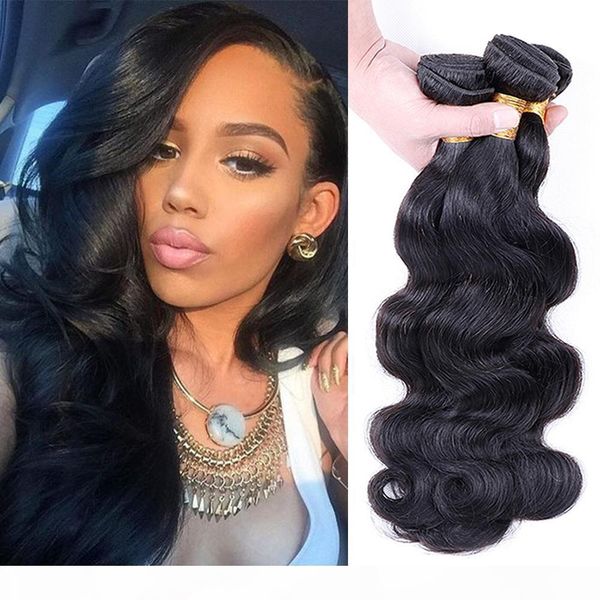 

8a 3 4 bundles peruvian virgin hair body wave extension 100% unprocessed human hair weave bundles body wave peruvian virgin hair, Black
