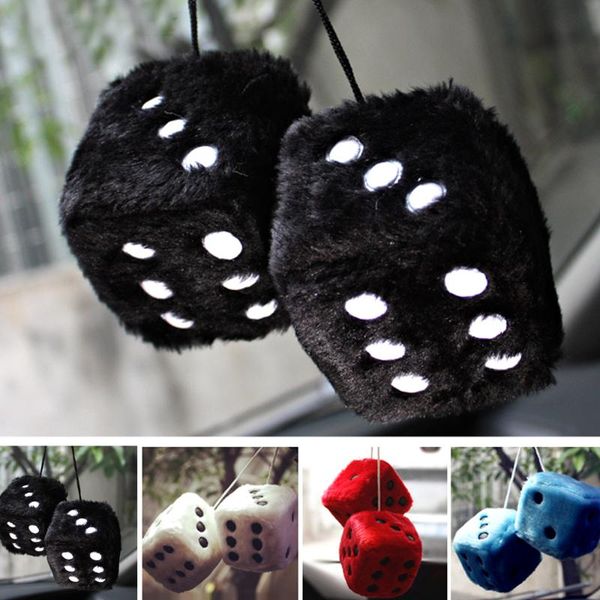 

interior decorations multicolor dots 1 pair plush dice car cute rearview mirror pendant decoration hanging accessories gifts