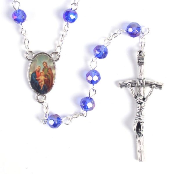 

trendy popular faceted multicolor small sized round crystal beads rosary necklace, Silver