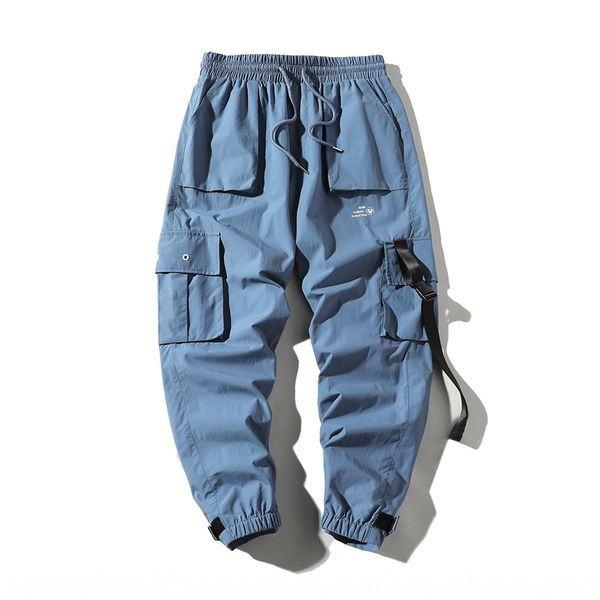 

dajan2020 spring new corset overalls men's overalls pants casual pantsfashion brand functional loose nine point trend casual pants nmcv, Blue