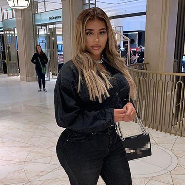 

jacket for women black women elastic jeans new loose short denim, Black;brown