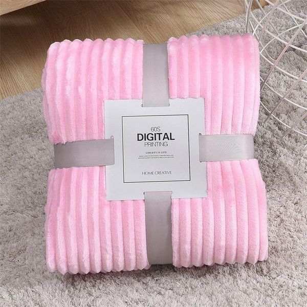 

blankets plush fleece throw blanket striped super soft flannel solid modern line winter bed linen sofa cover bedspread travel1