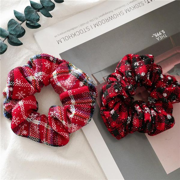 

2021 new year christmas hair scrunchies elastic handmade headbands hair ropes ponytail holder headwear ornament hair accessories q bbygtt