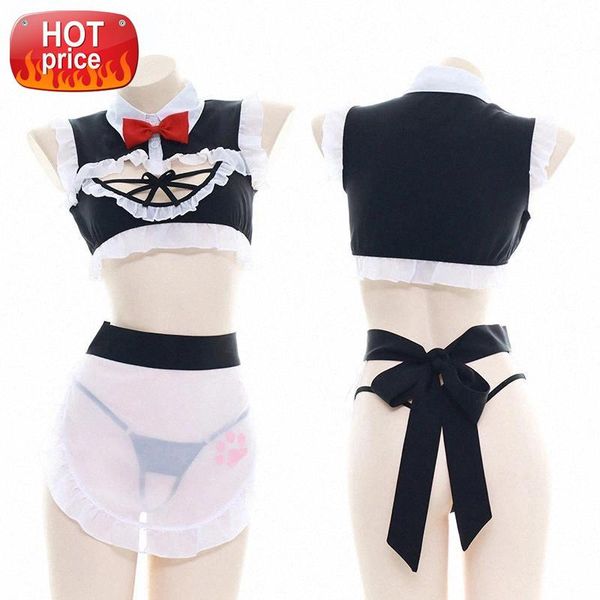

french maid costume erotic cosplay outfit for women girls schoolgirl cute lingerie roleplay see throug slutty clothes maid dress #ux2a, Black;white