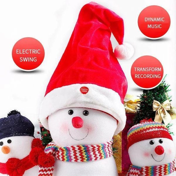 

electric christmas party santa hat music swing cartoon red plush hat cap dc1201