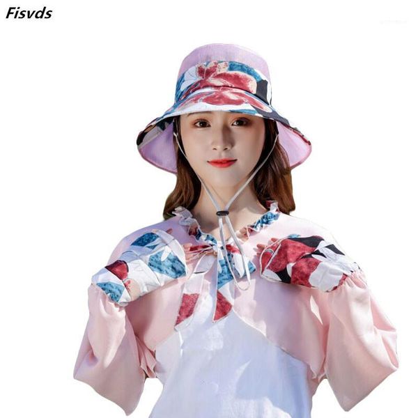 

wide brim hats women fishing hat summer uv protection sun protective fisherman shawl set with removable neck cover1, Blue;gray