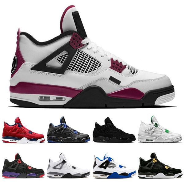 

4 4s mens basketball shoes court purple sail pine green university red what the sneakers sports shoes size 7-13