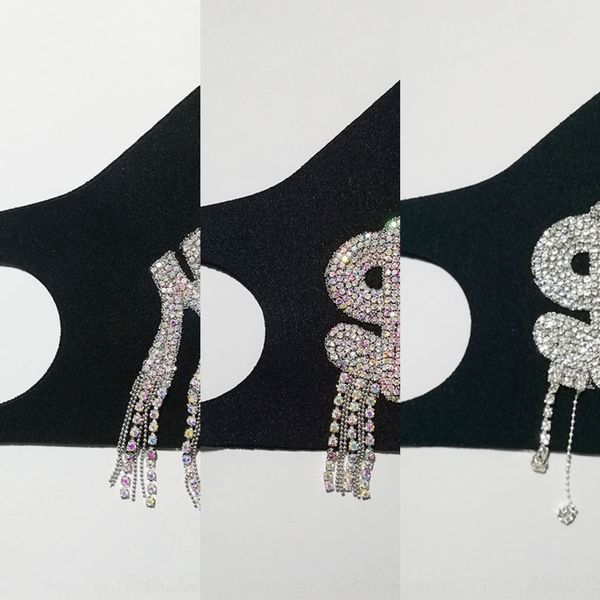 

bfashion bling with retail protective mask dustproof washable package reuse face mask elastic earloop mouth mask bling sequin windproof, Black