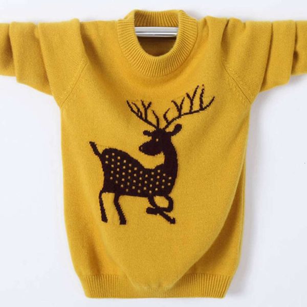 

round neck sweater autumn korean cashmere boys' winter middle and big children's thickened knitted bottom qn90, Blue