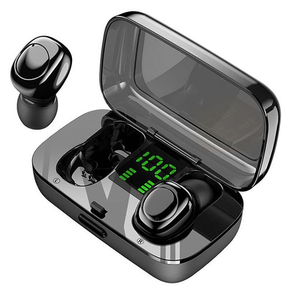 

xg21 wireless bluetooth headset, bluetooth v5.0 led digital display, tws in-ear earbuds sweat-proof sports earphones(black