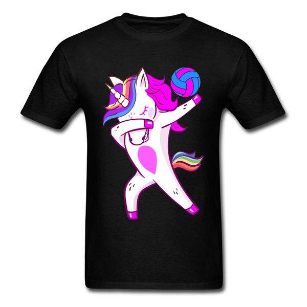 

sport dabbing unicorn volleyballer tshirt men casual & tees graphic full cotton t shirt 2018 new arrival hip hop tee shirts