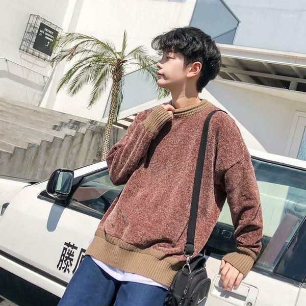 

original autumn loose sports round neck pullover solid color sweater men's jacket japanese simple casual all-match, White;black