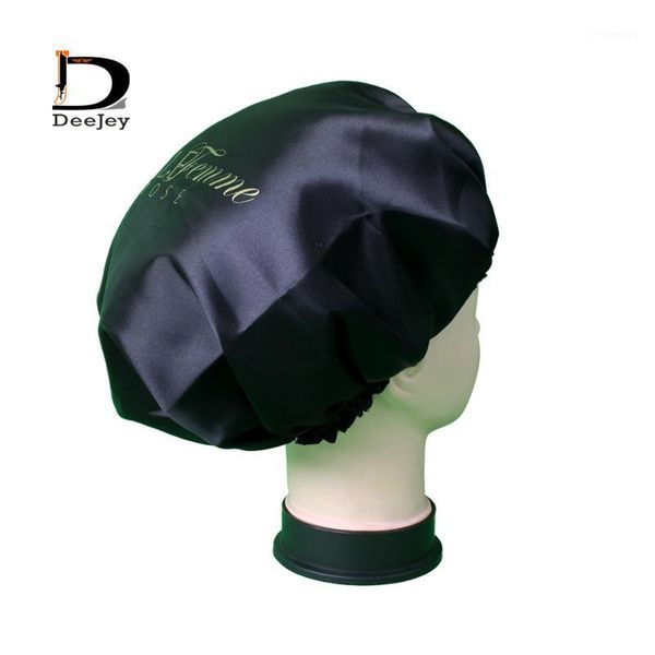 

party hats customized print quality 2 layer polyester satin bonnets caring extention wig hairs sleep cap bath caps size 50pcs lot1