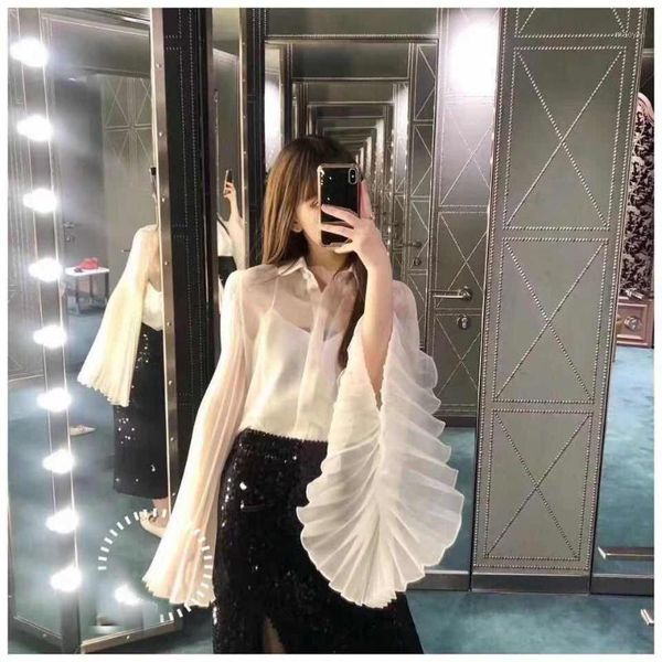 

2020 autumn women silk shirt blouse ladies fashion 2 color gdnz 7.041, White