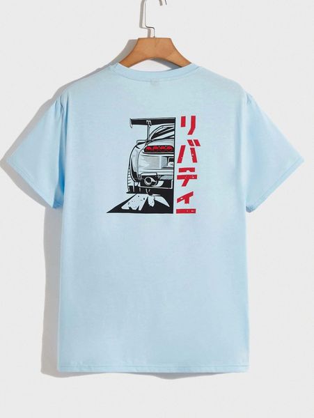 

men japanese and car print tee 00xa#, White;black