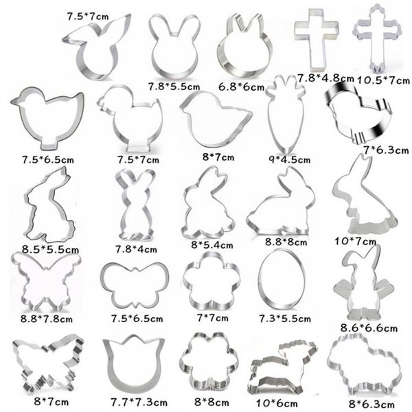 

dhl ship, us stock easter element cookie mold cutter rabbit chick bunny shape baking mold stainless steel animals cake mould bakware fy4450