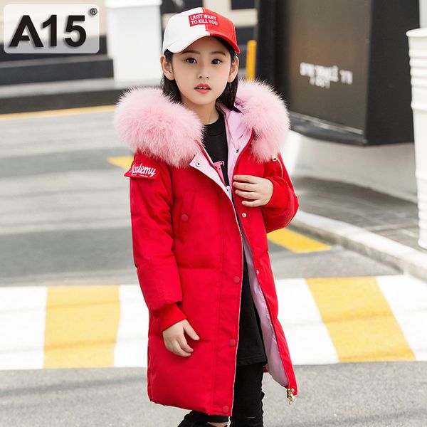 

big girls winter coat teen kids winter hooded jackets children's coats warm down jacket for girl size 6 8 10 12 14 year lj201202, Blue;gray
