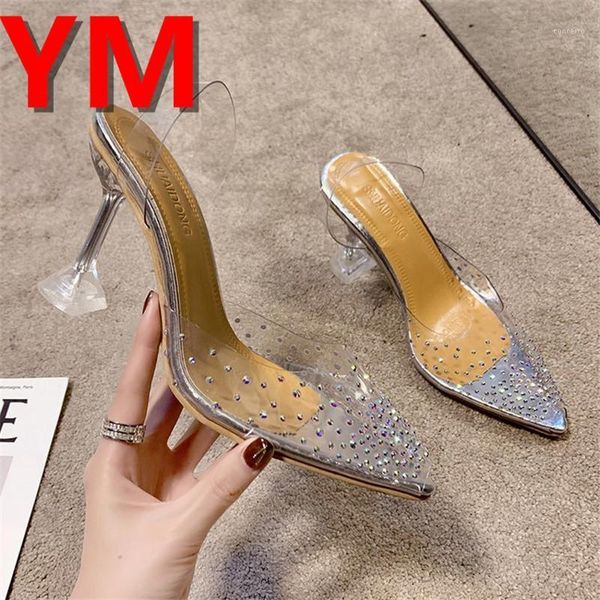 

luxury sandals women pumps transparent pvc high heels shoes pointed toe slip-on wedding party brand fashion shoes for lady1, Black