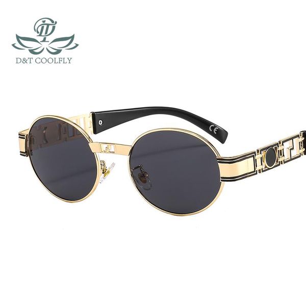 

d&t 2021 new round sunglasses women men designer fashion trend gradients alloy frame carved decoration sun glasses, White;black