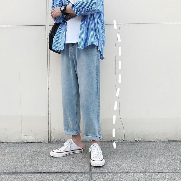 

2019 9 uyuk new autumn and winter japanese baggy men's -cent jeans casual straight leg cargo hip hop streetwear1, Blue